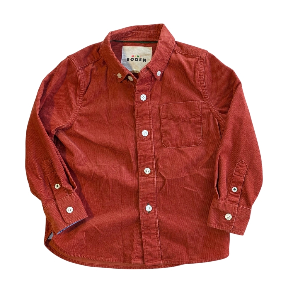 Boden Kids Brick Red Button-Down Shirt
